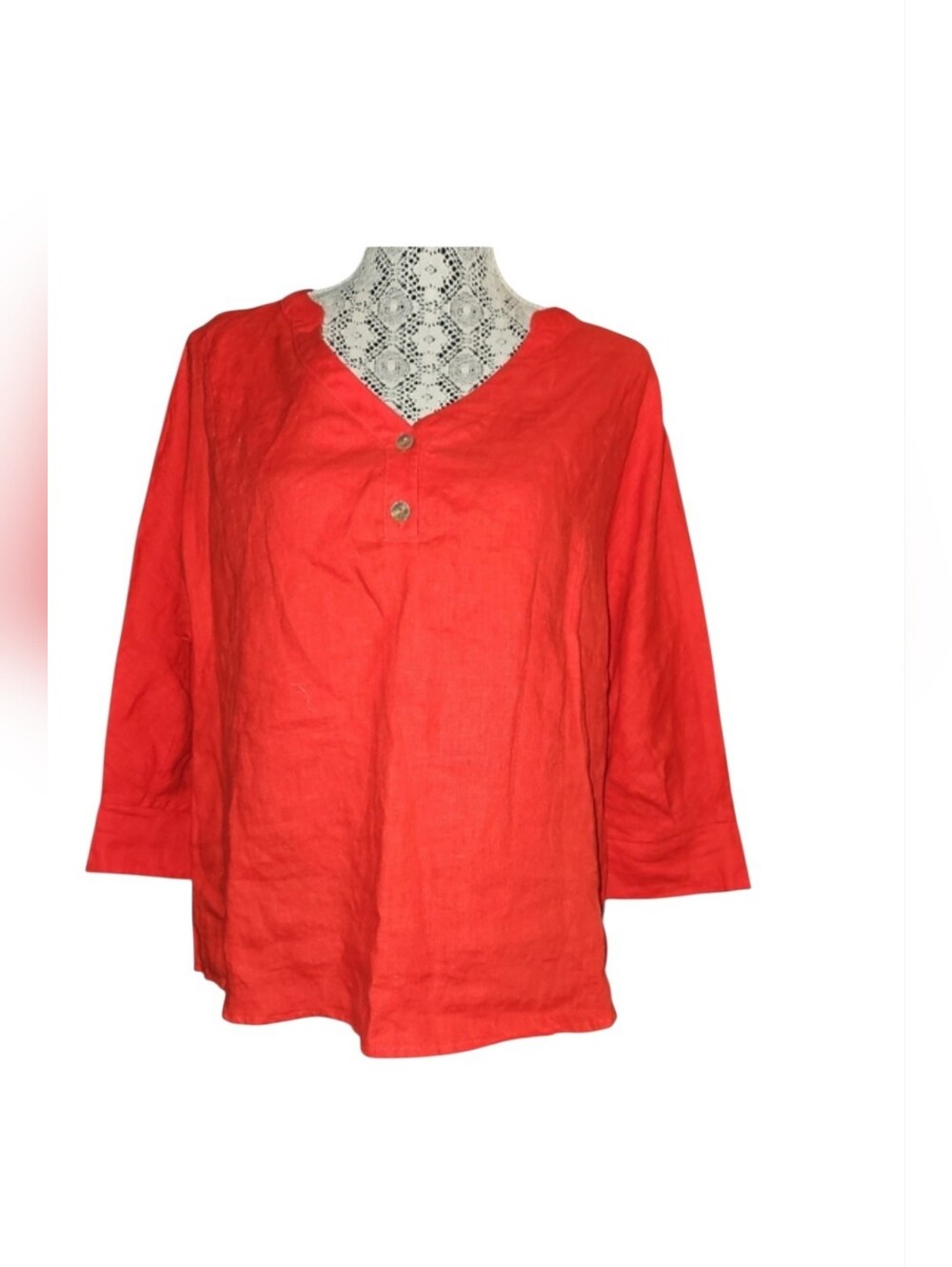 Linen Red Top By Lintico